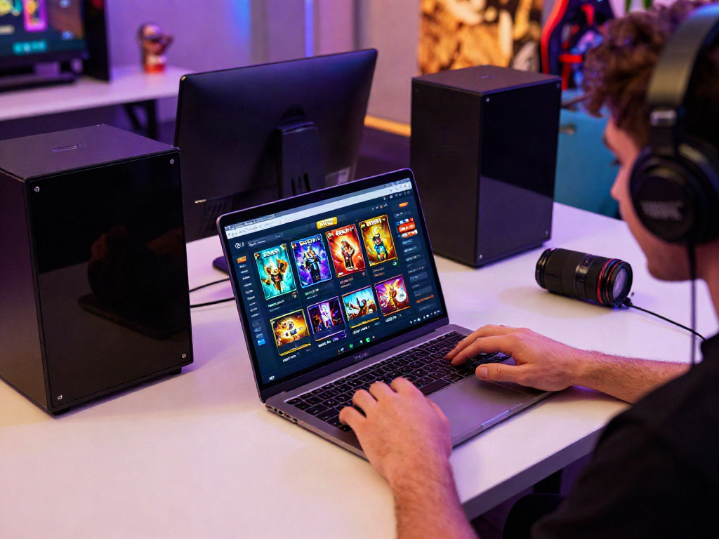 Engaged player enjoying SIN88 online casino experience at a vibrant gaming desk.