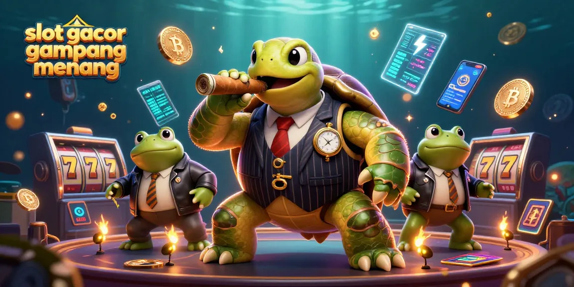 Experience the thrill of slot gacor gampang menang with a vibrant 3D scene, featuring animated characters and casino elements.