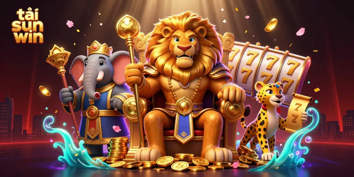 Experience excitement with tải sun win featuring a powerful lion king, elephant advisor, and golden game elements.